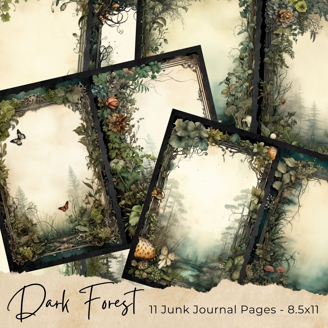 Dark Forest Junk Journal Pages, Printable Collage Sheet, Digital ...