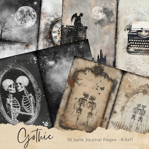 Gothic Junk Journal Pages | Scrapbook Paper Kit | Dark Academia | Collage Sheet | Instant Download | Vampire Junk Journal Pages