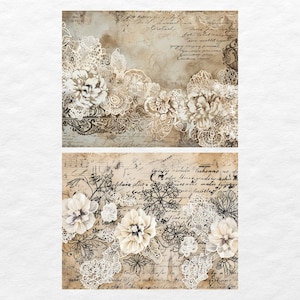 Vintage Lace Junk Journal Pages, Digital Grunge Scrapbook Paper ...
