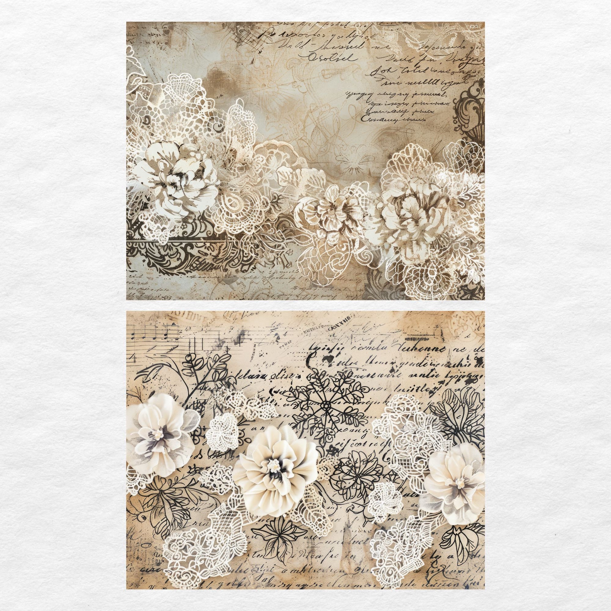Vintage Lace Junk Journal Pages, Digital Grunge Scrapbook Paper ...