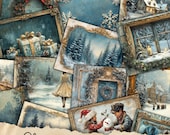 Christmas Junk Journal Kit, Vintage Merry Christmas Junk Journal Pages, Santa Scene Junk Journal Printable Paper, Digital Collage Sheet