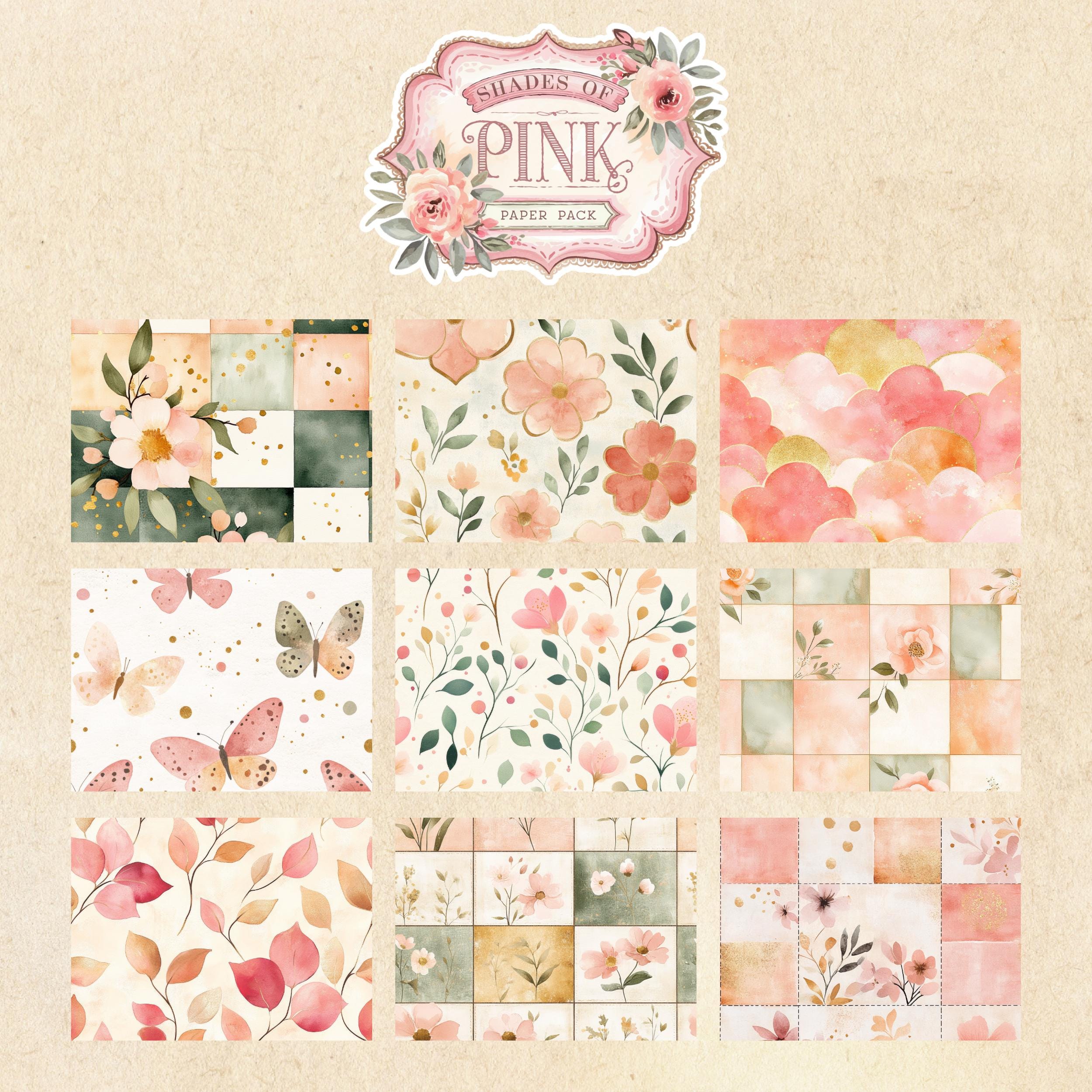 Vintage Shabby Chic Shades of Pink Paper Junk Journal Kit - Antique ...
