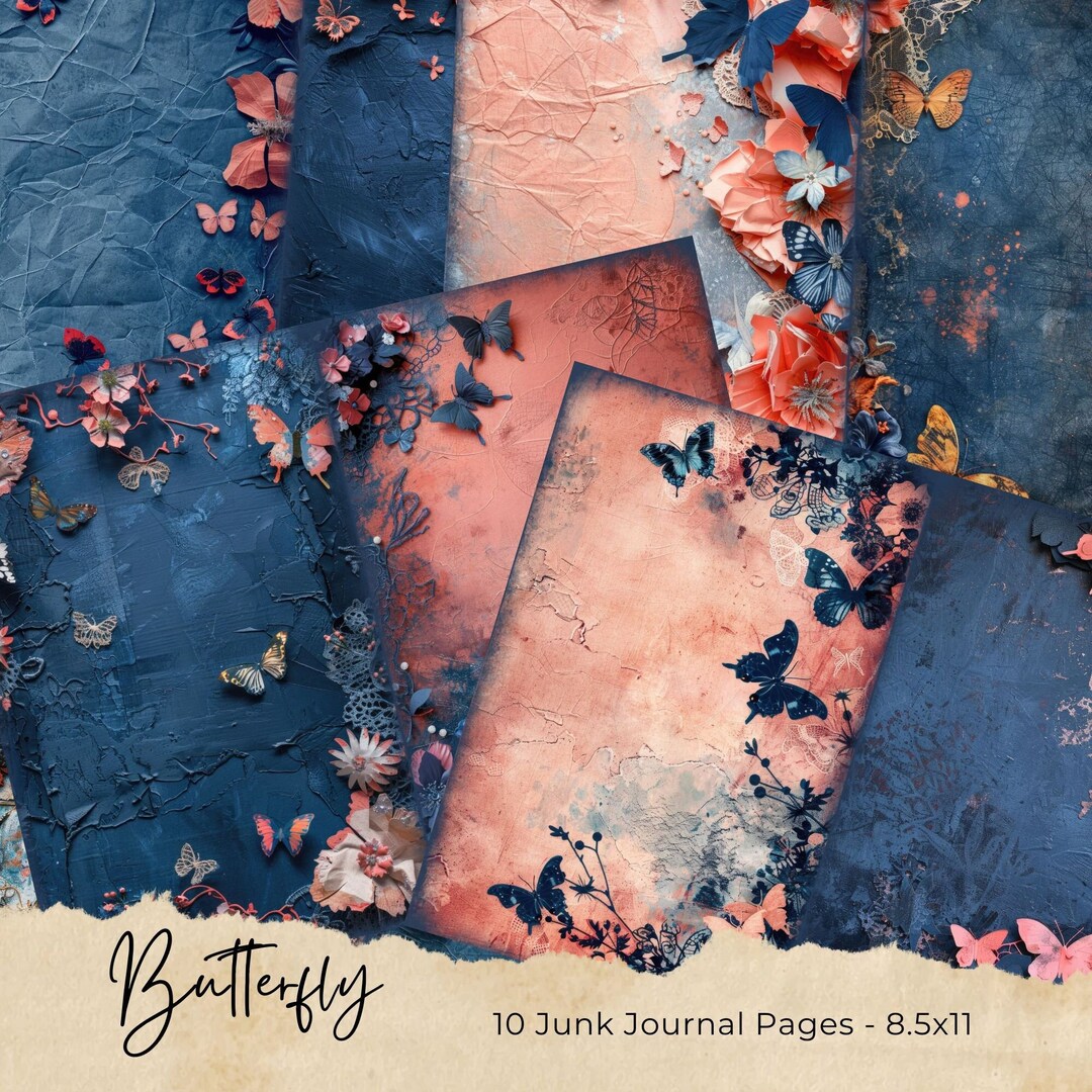 Watercolor Butterfly Junk Journal Kit Fantasy Butterfly Journal Pages ...