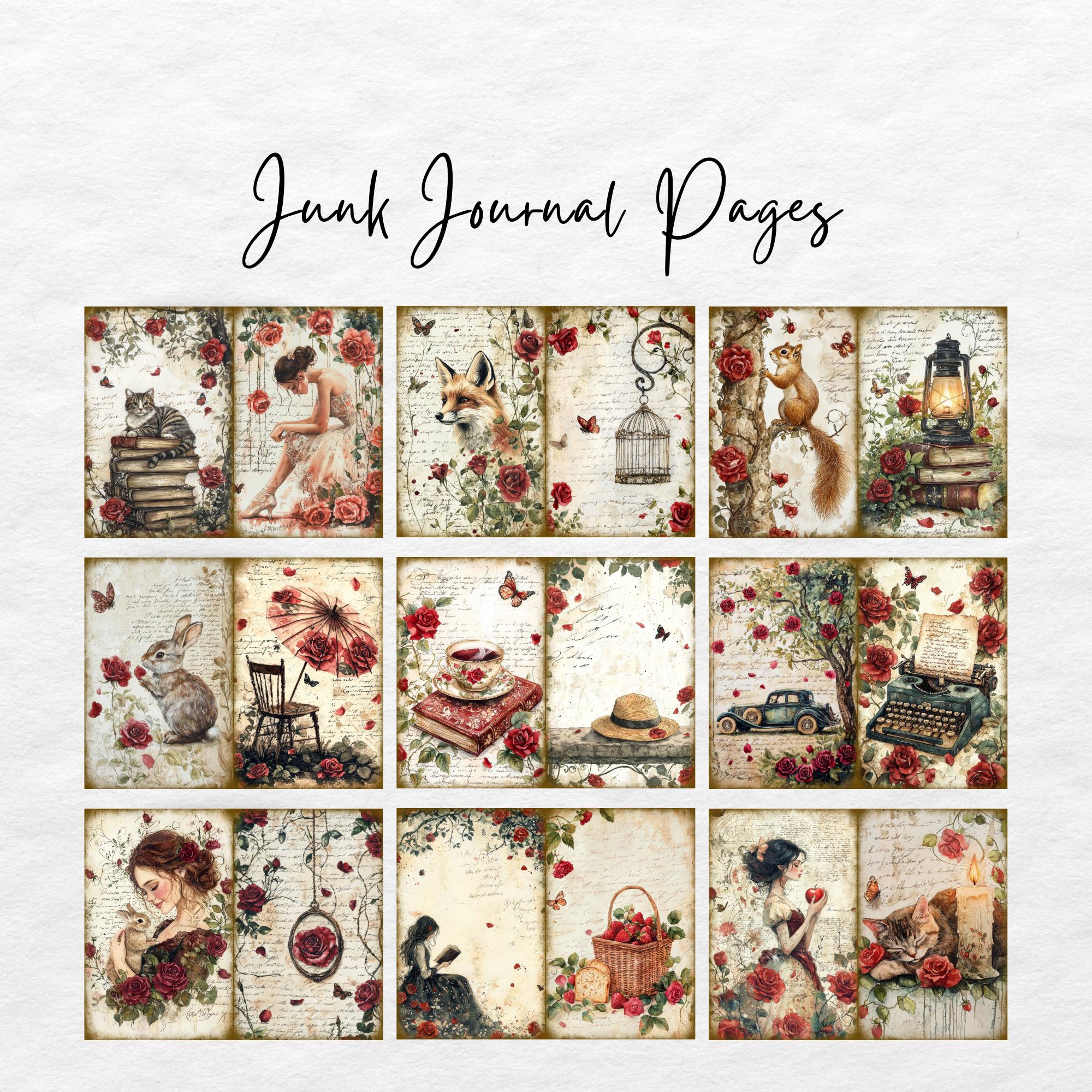 Shabby Chic Red Rose Junk Journal Kit (printable JPG Pages With ...