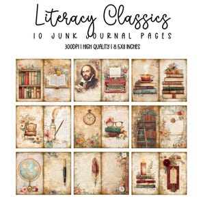 Secret Library Junk Journal Page, Printable JPG Pages With Ephemera