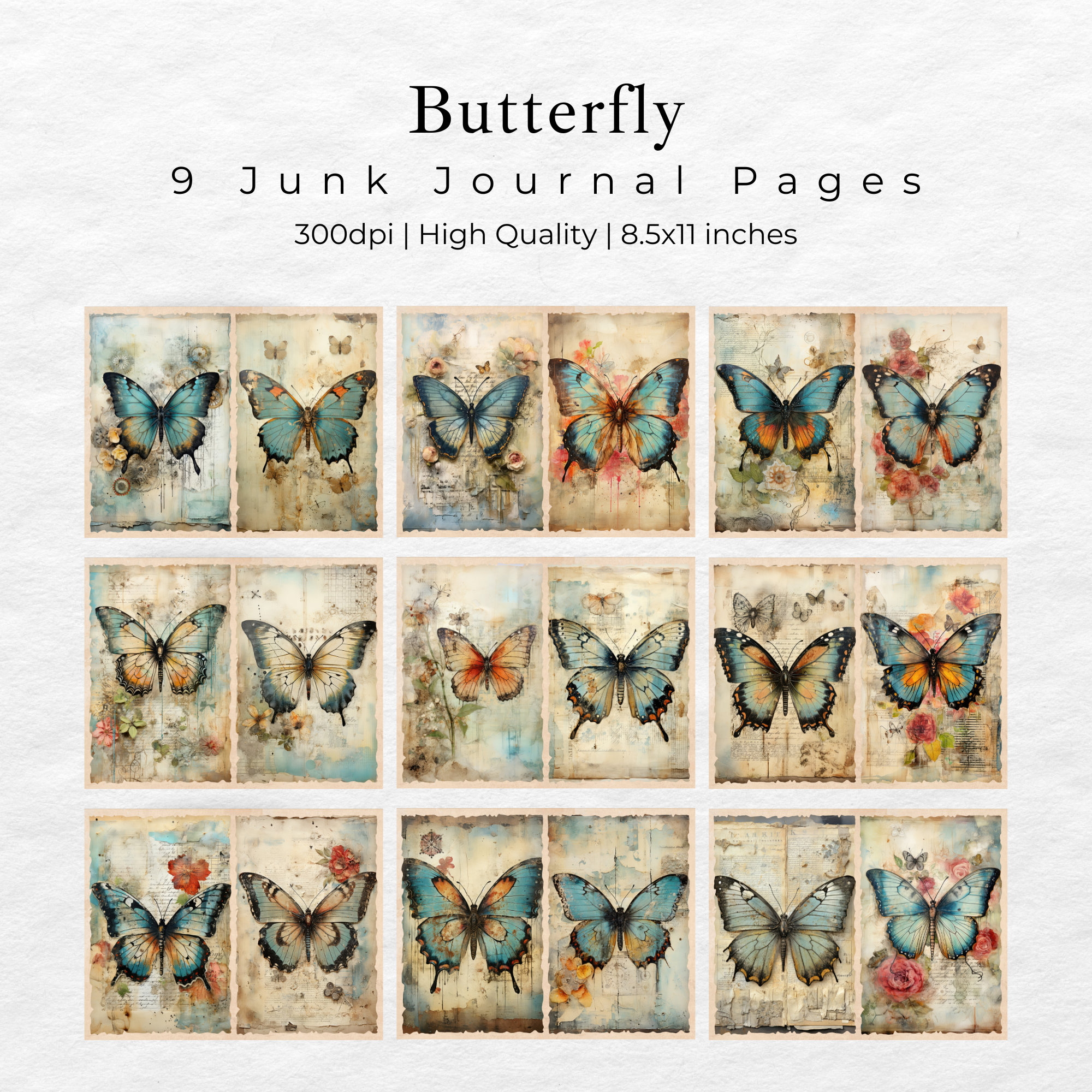 Rustic Butterfly Junk Journal Kit Journal Vintage Half Papers Junk ...