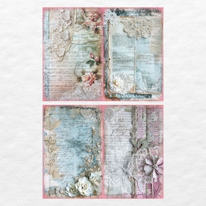 Vintage Lace Junk Journal Pages, Digital Grunge Scrapbook Paper ...