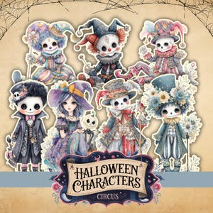 Fussy Cuts - Vintage Aquarell Halloween Charaktere Ephemera Pack für Junk Journals und Scrapbooking