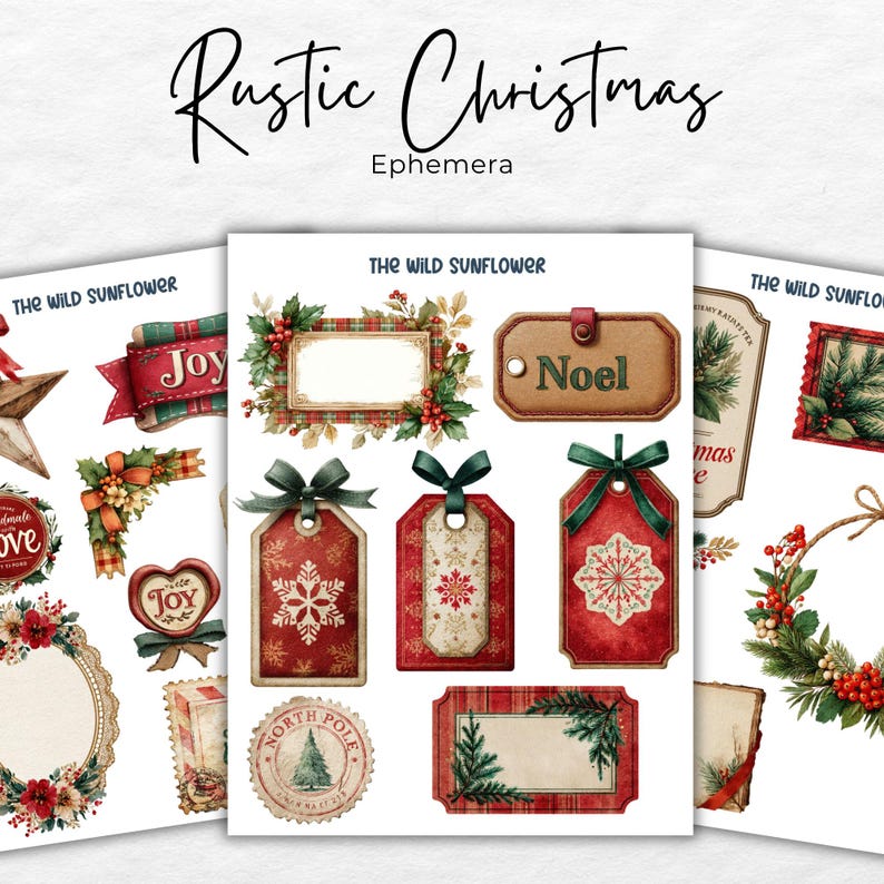 Rustic Christmas Junk Journal Kit: Printable Pages, Winter Ephemera ...