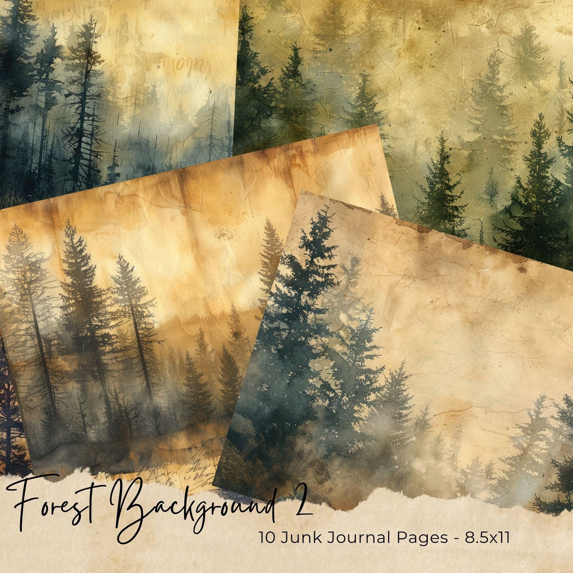 Enchanted Forest Junk Journal Pages, Printable Collage Sheet, Digital ...