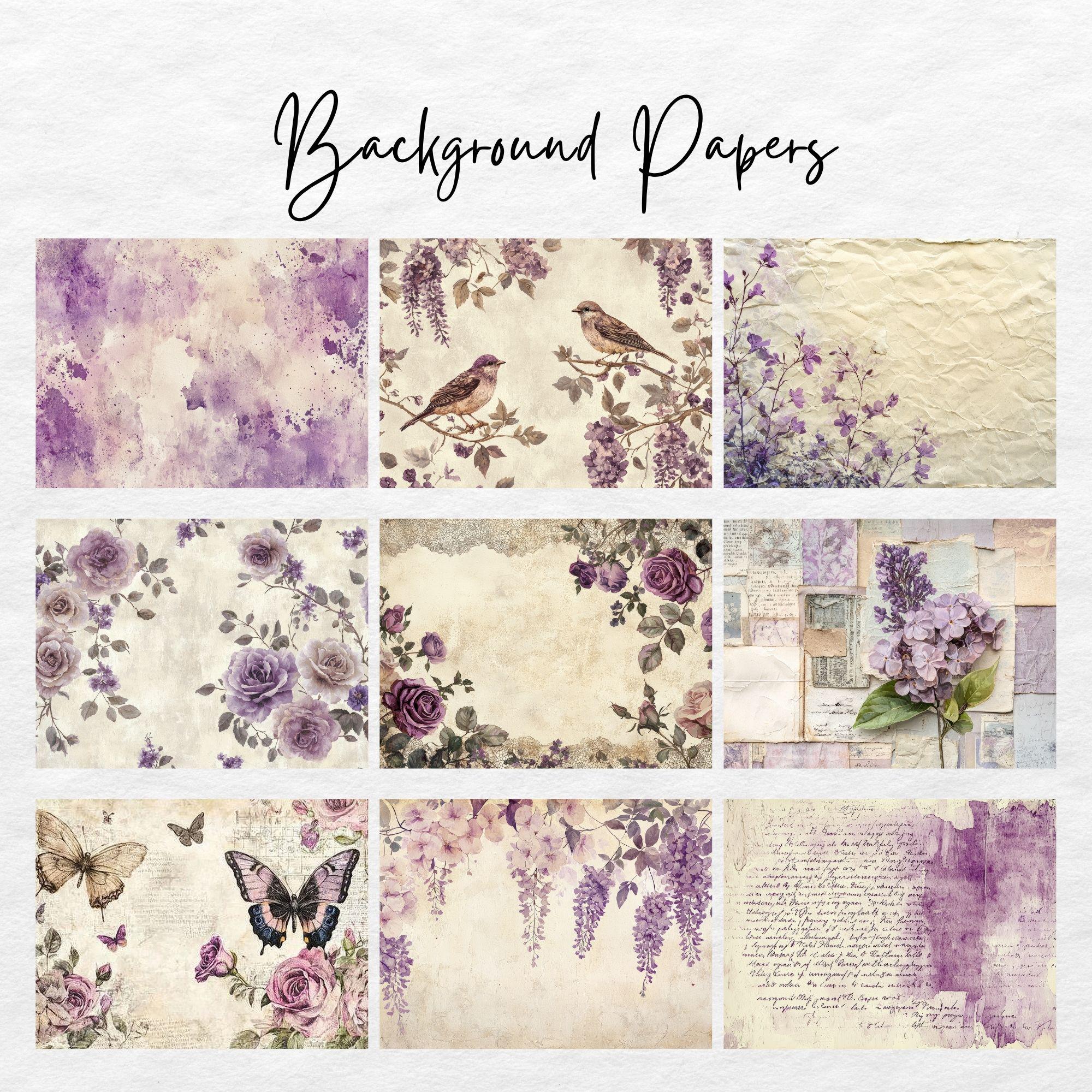 Lilac & Lace Junk Journal Kit – Vintage Purple Floral Printable (150 ...