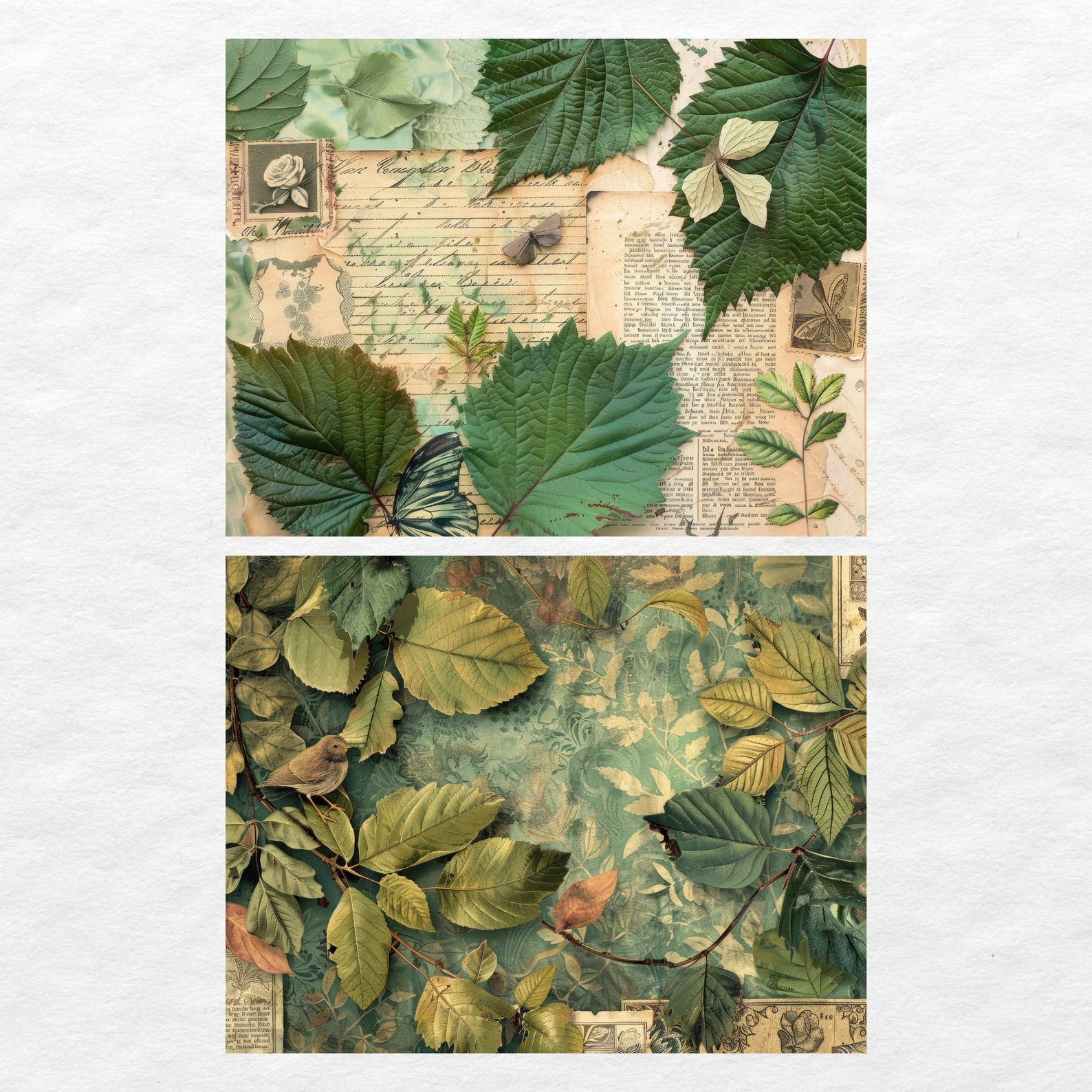 Green Leaf Junk Journal Kit Vintage Botanical Beautiful Journal Digital ...