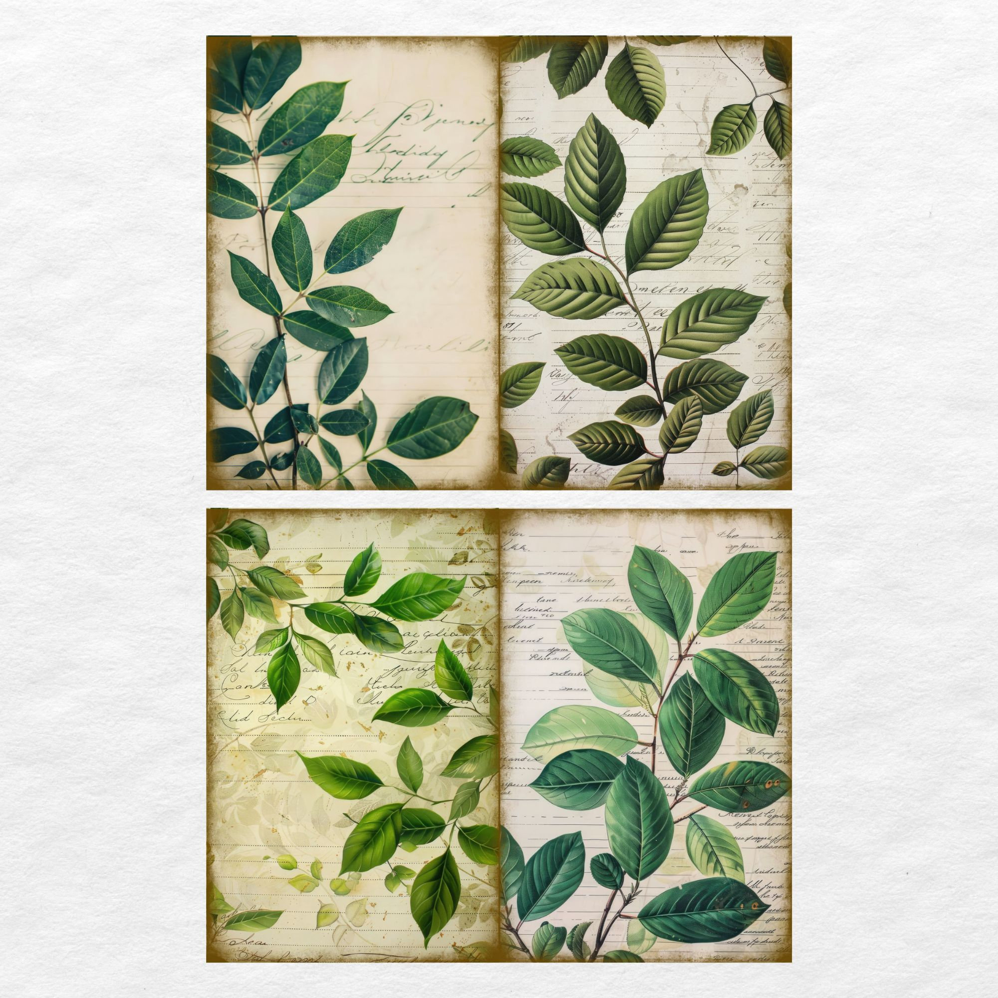 Green Leaf Junk Journal Kit Vintage Botanical Beautiful Journal Digital ...