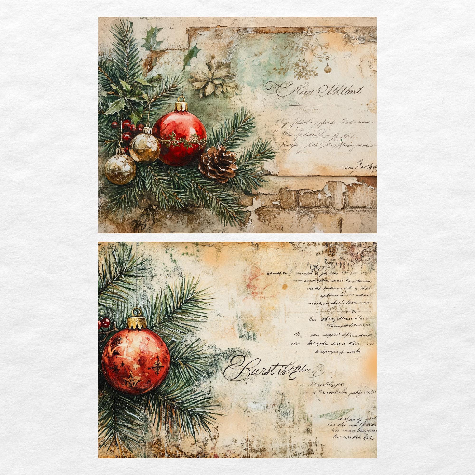 Christmas Junk Journal Kit, Vintage Merry Christmas Junk Journal Pages ...
