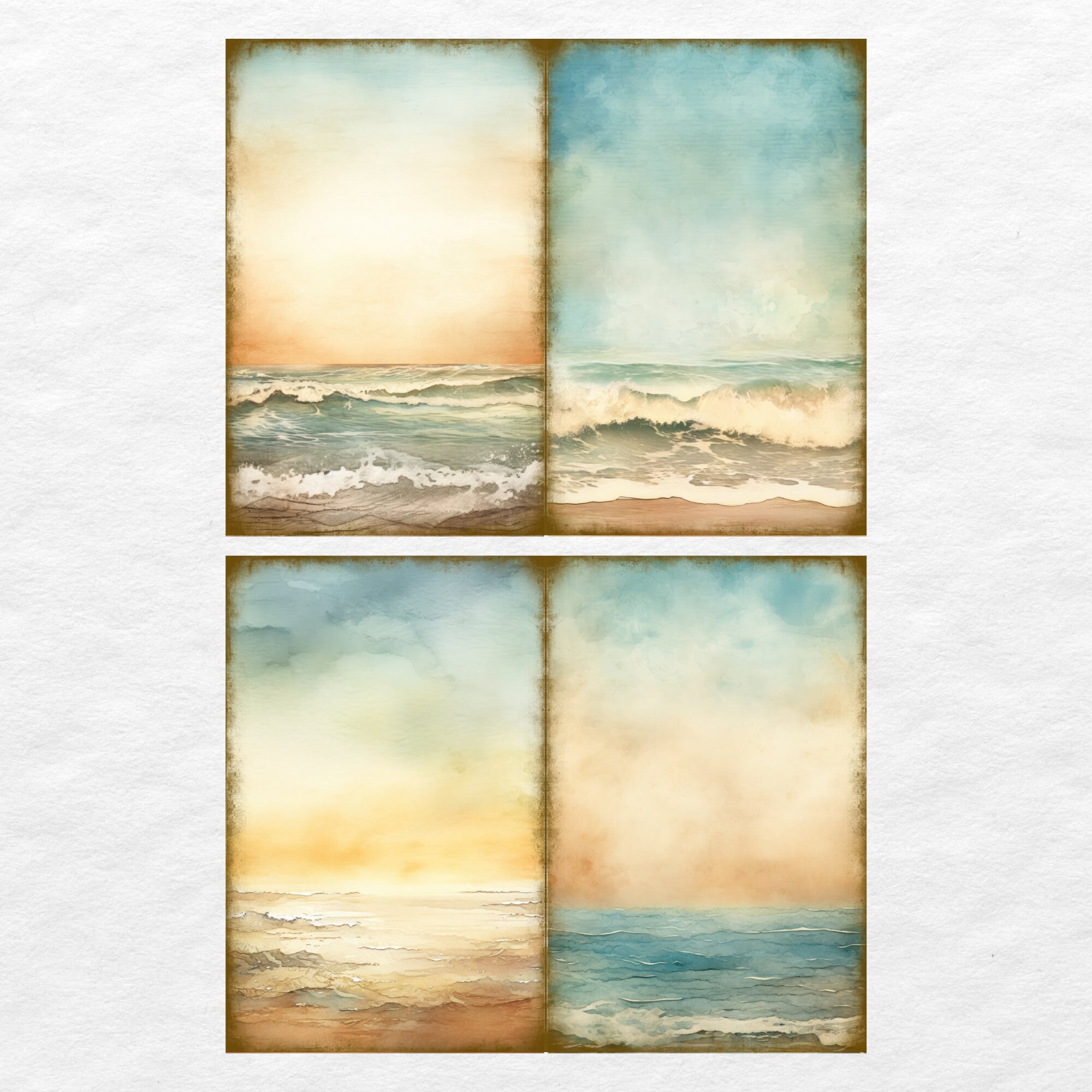 Vintage Beach Junk Journal Pages, Digital Beach Themed Scrapbook Paper ...