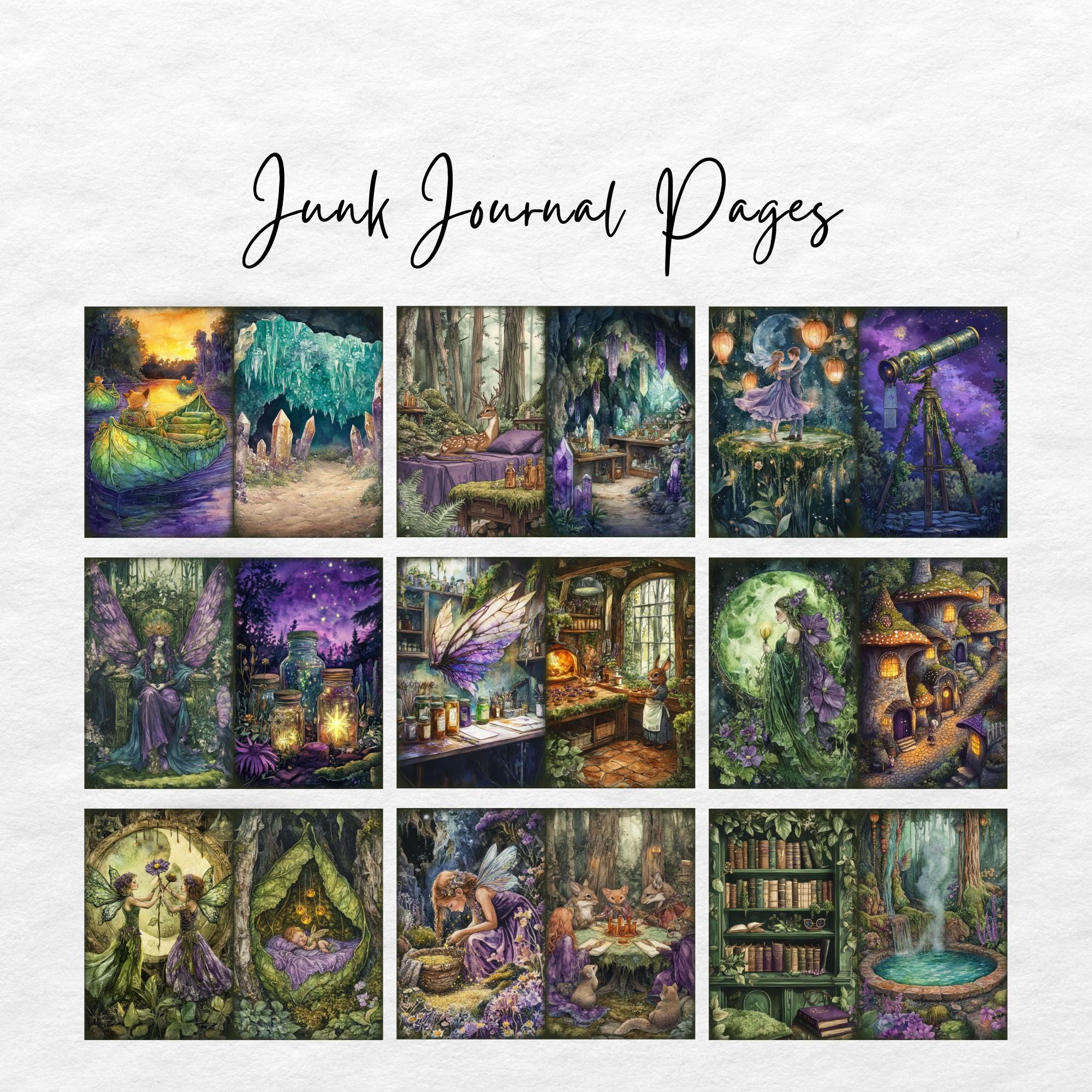 Enchanted Forest Junk Journal Pages, Printable Collage Sheet, Digital ...