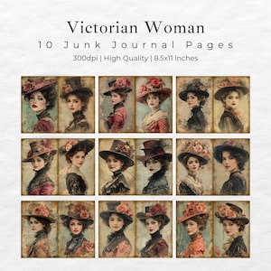 Victorian Women Junk Journal Pages, Digital Ephemera Kit, Antique ...