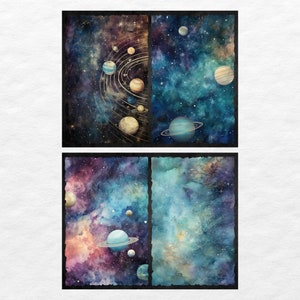 Celestial Galaxy Junk Journal Pages, Digital Scrapbook Paper Kit ...