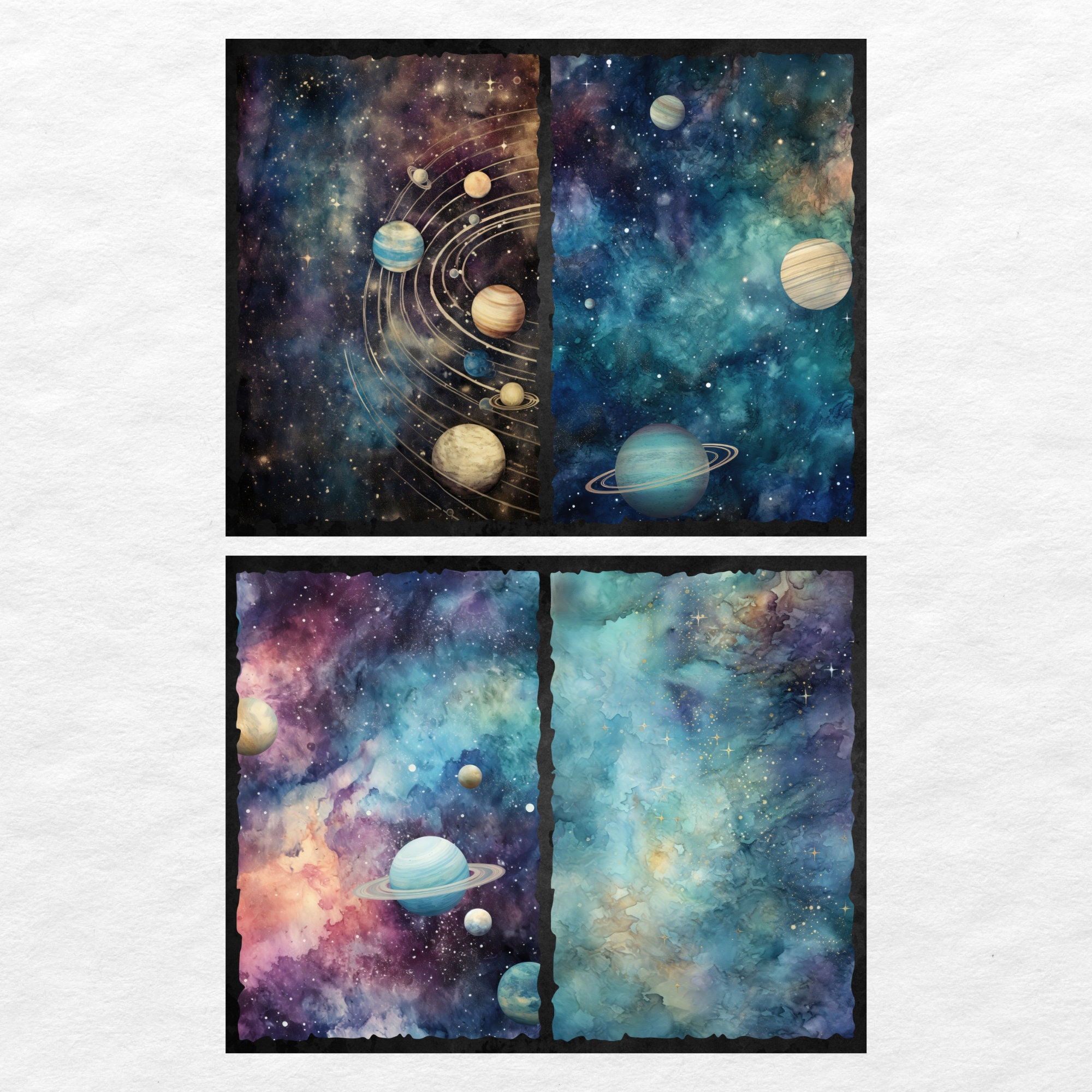 Celestial Galaxy Junk Journal Pages, Digital Scrapbook Paper Kit ...
