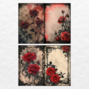 Roses Plain Junk Journal Pages, Floral Scrapbook Page, Vintage Journal ...