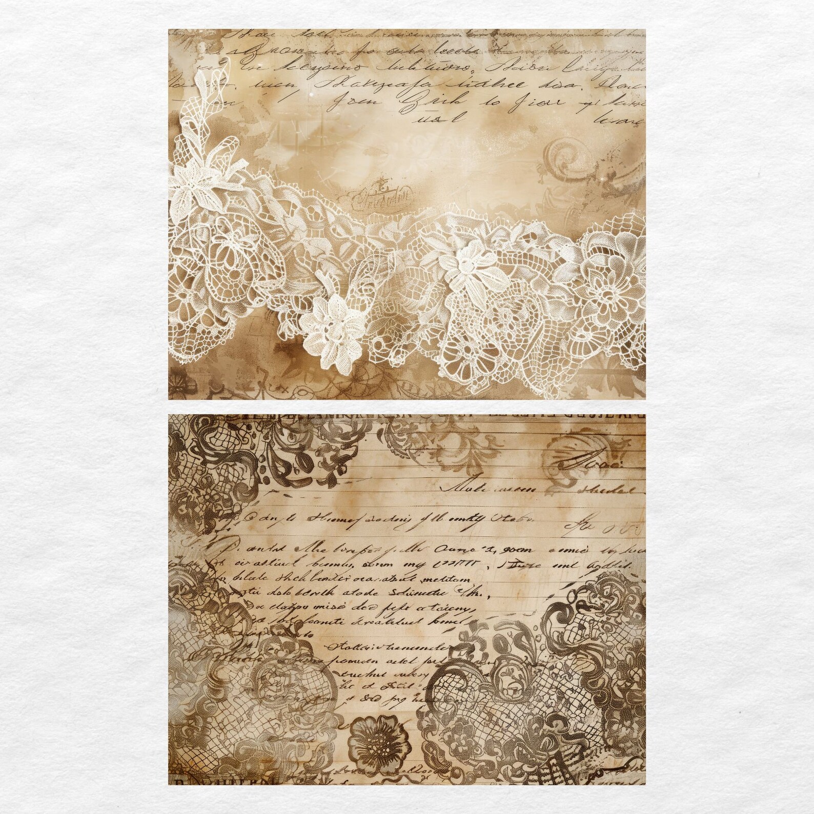 Vintage Lace Junk Journal Pages, Digital Grunge Scrapbook Paper ...