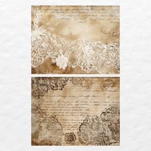 Vintage Lace Junk Journal Pages, Digital Grunge Scrapbook Paper ...