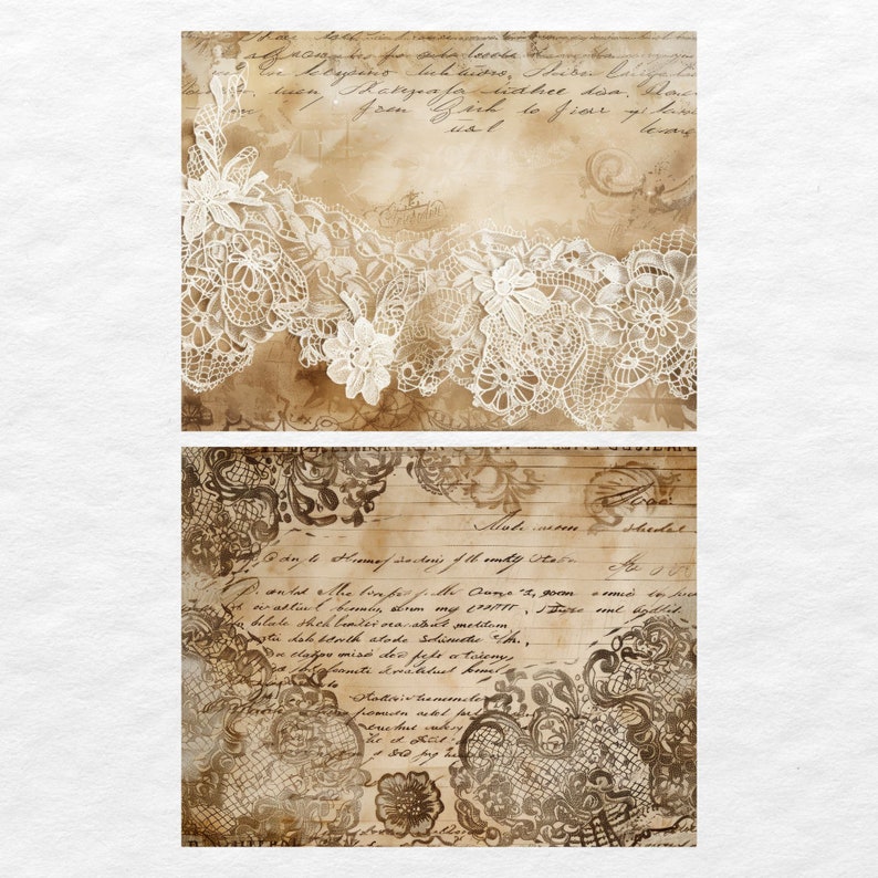 Vintage Lace Junk Journal Pages, Digital Grunge Scrapbook Paper ...
