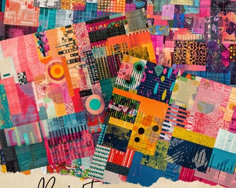 Pakket hippie patchwork junk journal papier | Digitale download | Commercieel gebruik | Journalen | Kaarten maken | Gemengde techniek | Knutselen