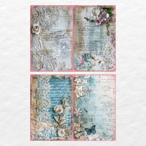 Vintage Lace Junk Journal Pages, Digital Grunge Scrapbook Paper ...