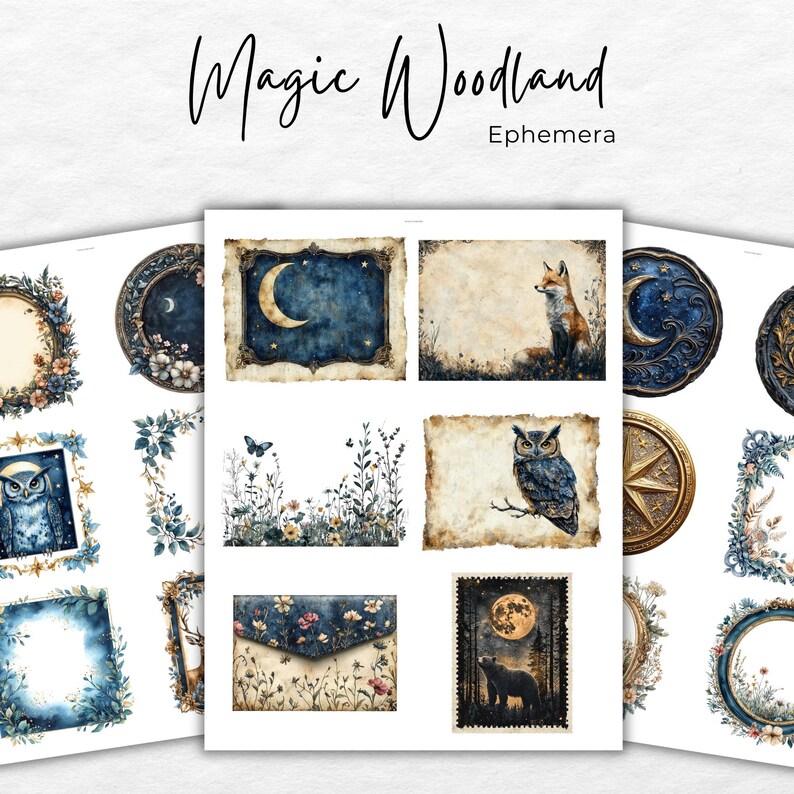 Woodland Junk Journal Kit, Magic Forest Printable Ephemera Bundle ...