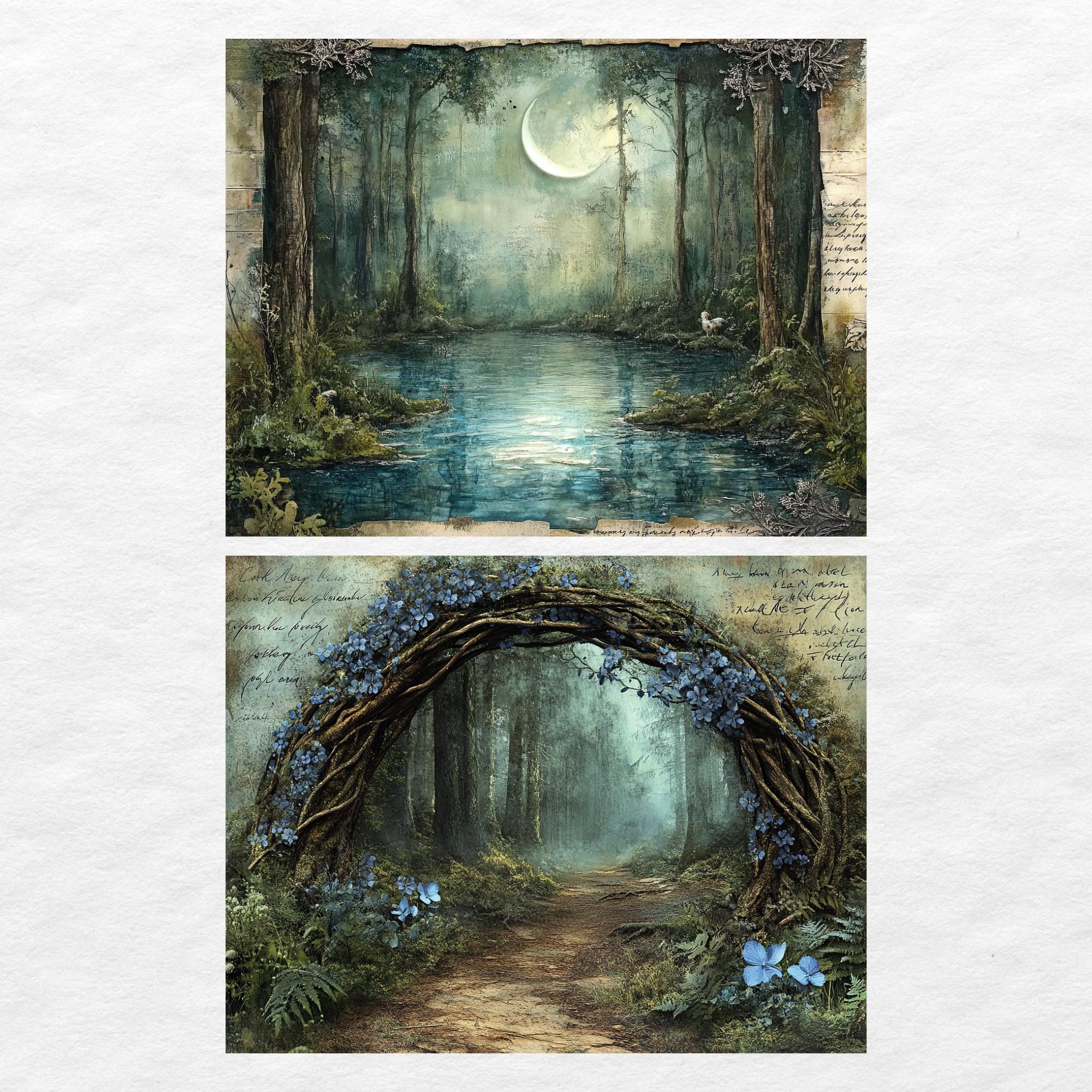Enchanted Forest Junk Journal Pages, Printable Collage Sheet, Digital ...