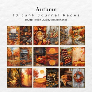 Cozy Autumn Junk Journal Pages, Digital Fall Scrapbook Kit, Printable ...