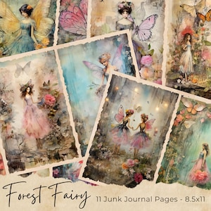 Forest Fairy Junk Journal Kit, Autumn Fairy Junk Journal Kit, Fantasy Fairy Collage Printables, Digital Fairy Kit, Fairy Seasons Collection