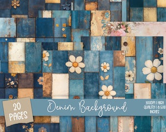 Denim & Lace Junk Journal, Junk Journal Download Denim, Junk Journal Digital Download Denim, 6 Digital Journal Pages, Paper Craft