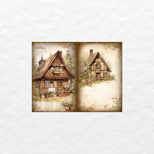 Cozy Cottage Junk Journal Pages, Digital Cottagecore Scrapbook Paper ...