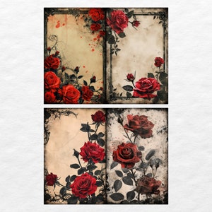 Roses Plain Junk Journal Pages, Floral Scrapbook Page, Vintage Journal ...