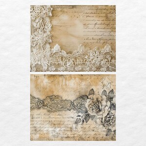 Vintage Lace Junk Journal Pages, Digital Grunge Scrapbook Paper ...