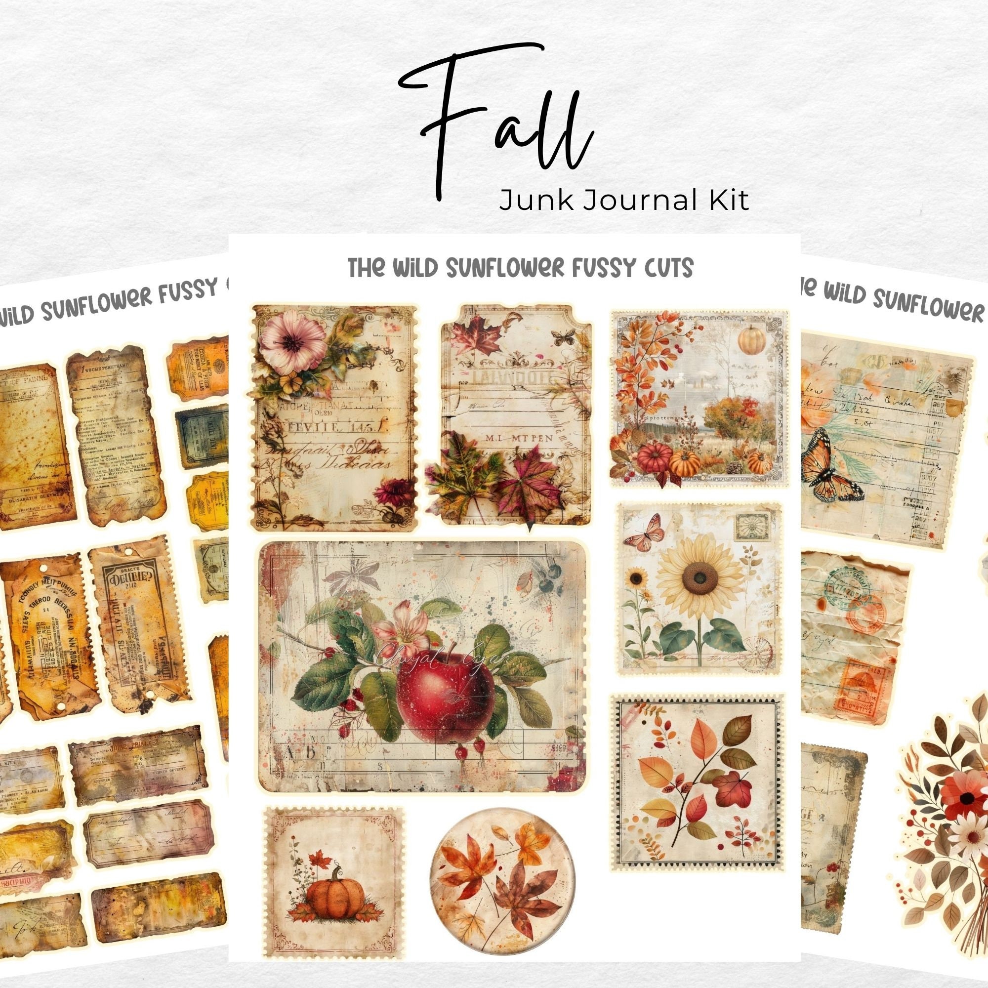 Fall Junk Journal Kit Autumn Junk Journal Ephemera Printable Tags ...