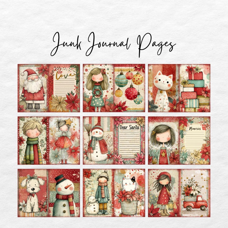 Cozy Cute Christmas Junk Journal Kit: Digital Download, Vintage ...