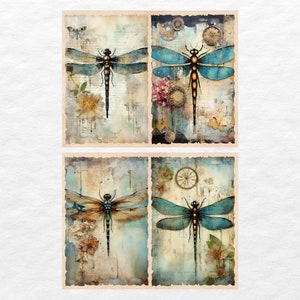 Dragonflies Junk Journal Kit, Vintage Journal Papers, Dragonfly Junk Journal Printable, Vintage Junk Journal Digi Kit, Printable Journal image 4