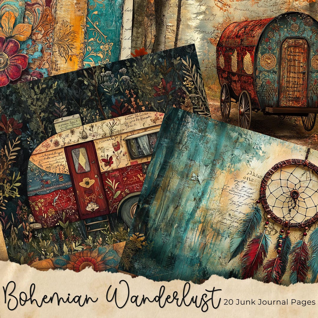 Boho Junk Journal Paper | Junk Journal Kit | Printable Journal Pages ...