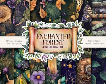 Enchanted Forest Junk Journal Pages, Printable Collage Sheet, Digital ...