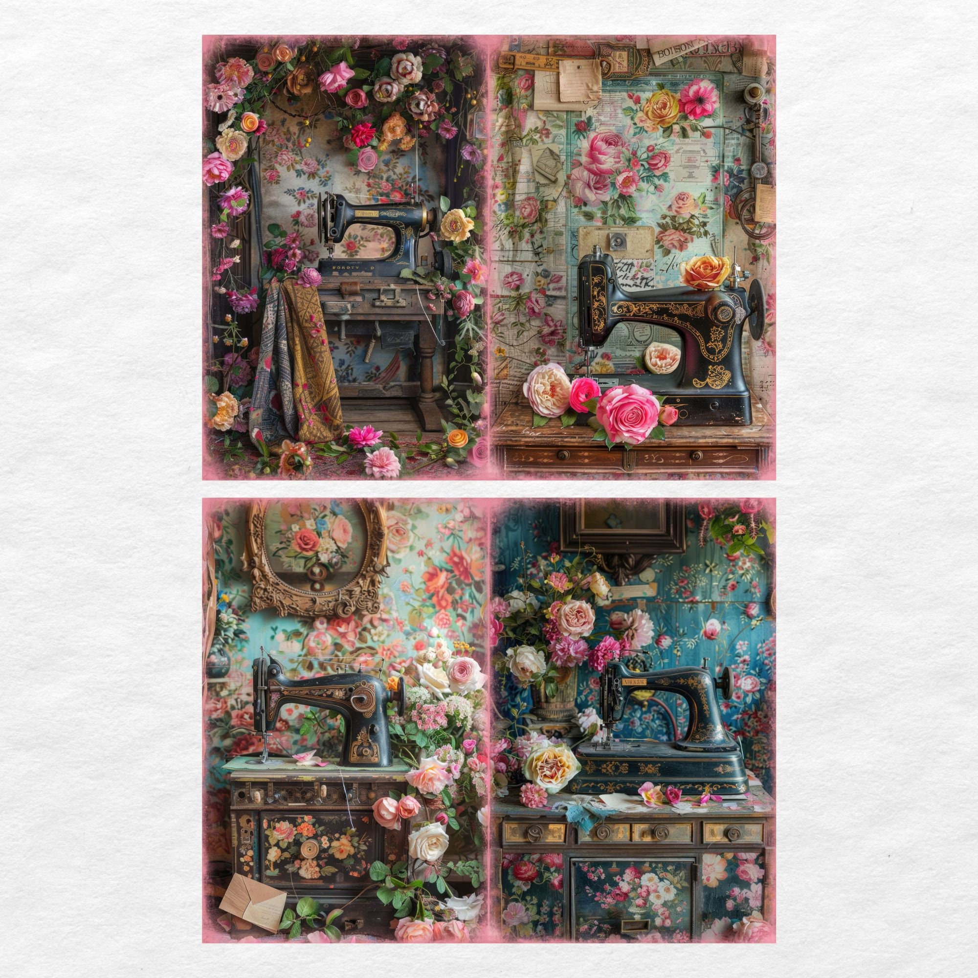 Vintage Sewing Junk Journal Pages, Digital Scrapbook Paper Kit ...