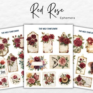 Shabby Chic Red Rose Junk Journal Kit (printable JPG Pages With ...