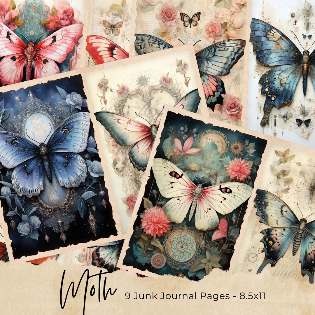 Moth Journal Mystic Moth Junk Journal Pages Dark Moth Butterfly Fantasy Junkjournal ...
