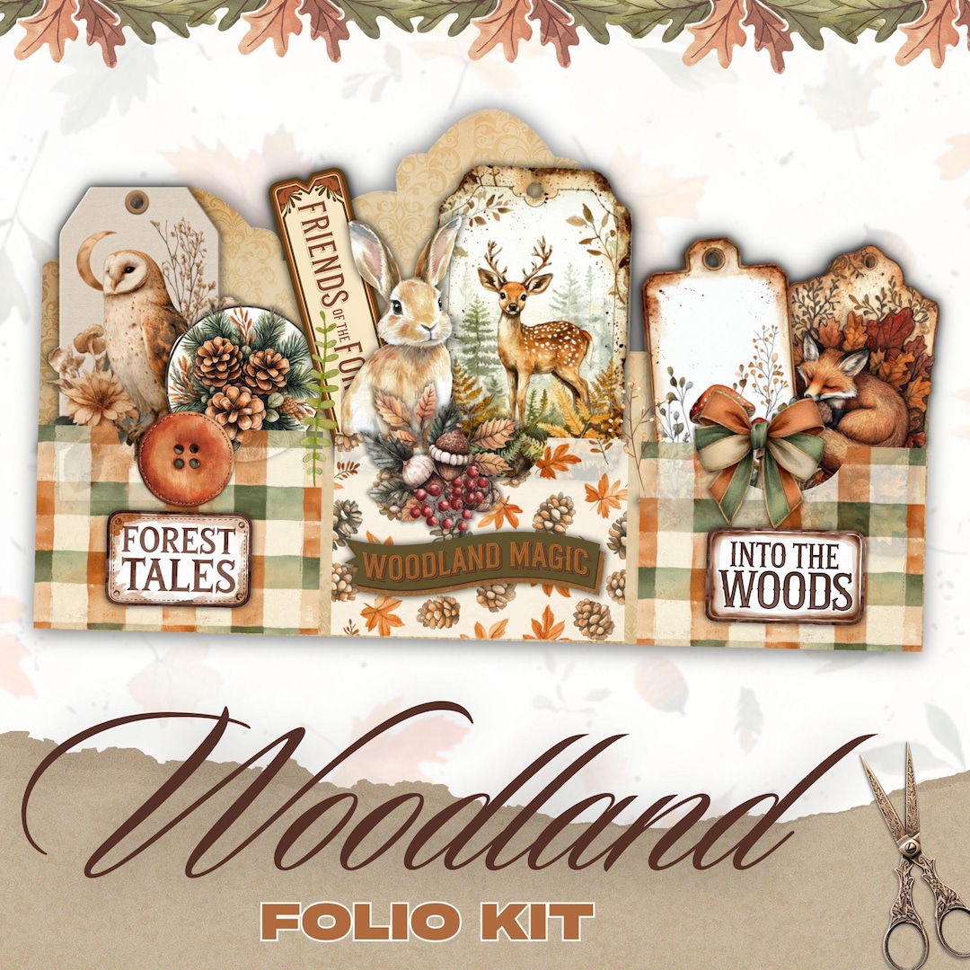 Woodland Forest Junk Journal Folio Kit, Printable Digital Ephemera ...