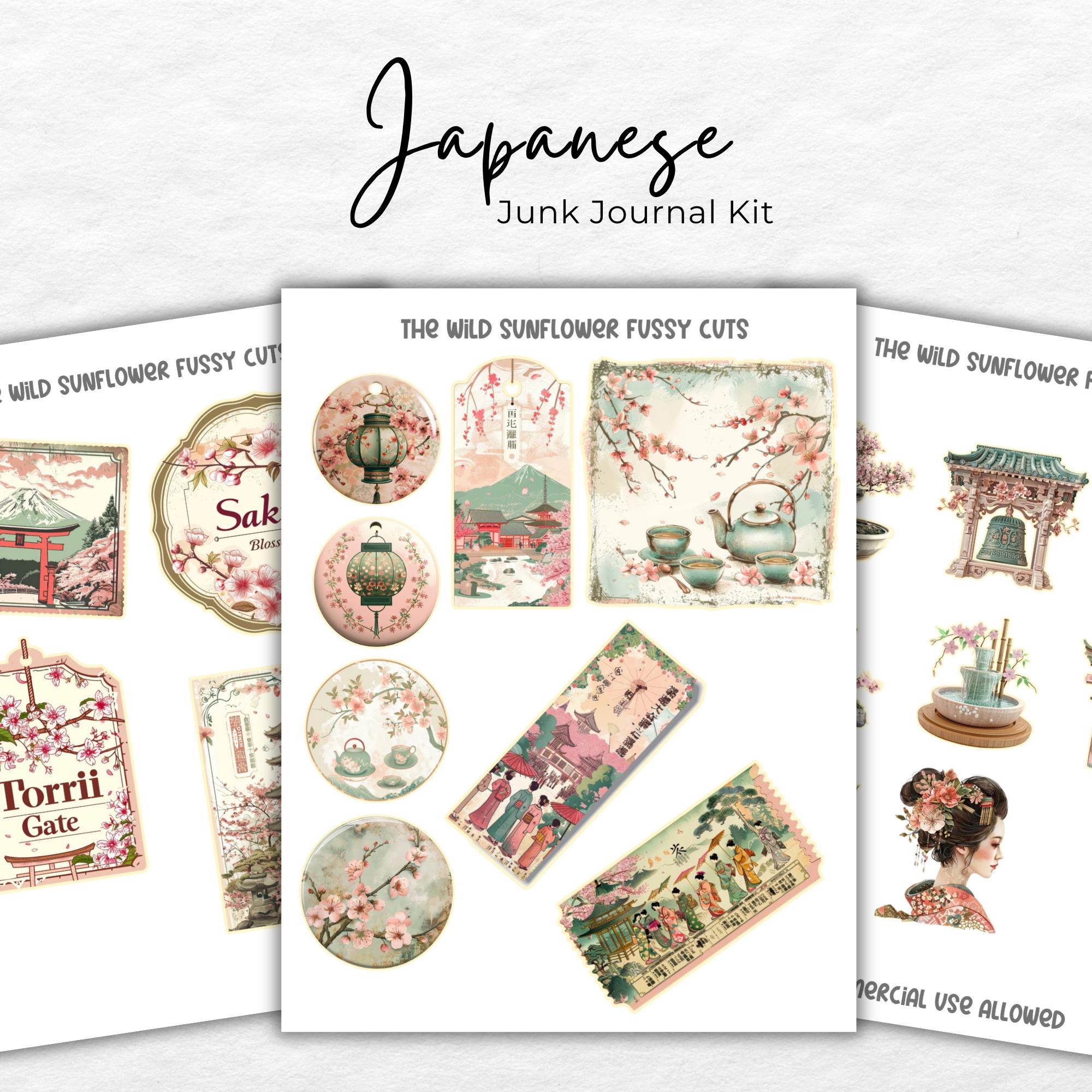 Vintage Japan Junk Journal Pages- Cherry Blossom Junk Journal