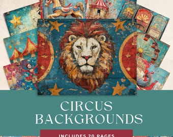 Zirkus Junk Journal Kit | Jahrgang | Ephemera | pinischer Schnitt | Clipart | digitales Papier | Sammelalbum | digital | Ausdruckbar | Fasching | Löwe