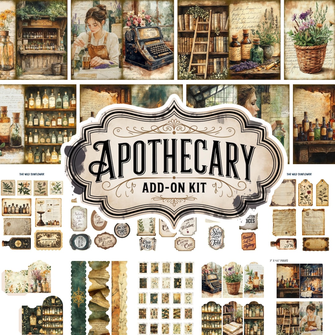 Apothecary Junk Journal Add on Kit, Digital Download, Vintage Pharmacy ...
