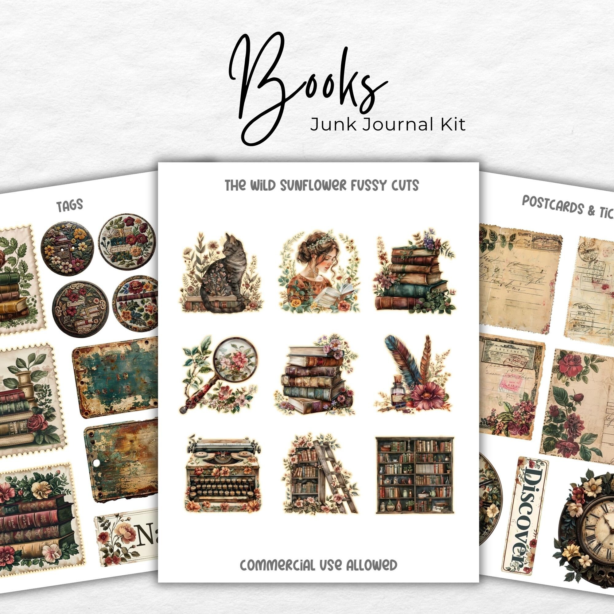Secret Library Junk Journal Kit, Printable JPG Pages With Ephemera ...
